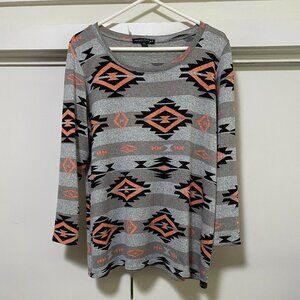 Living Doll, long sleeve, abstract & super comfy tunic, size 1X